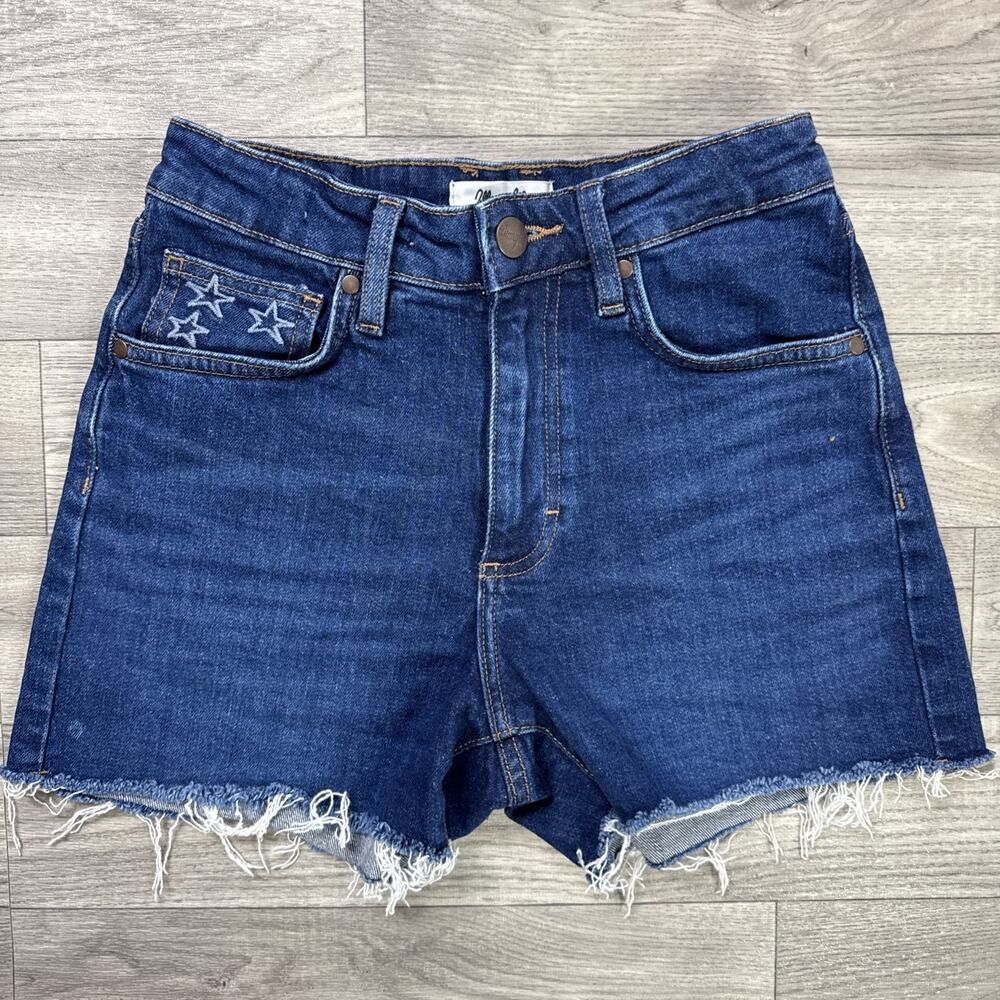 Wrangler Retro Bailey High Rise Denim Jean Shorts Star Pockets Dark Wash sz 26